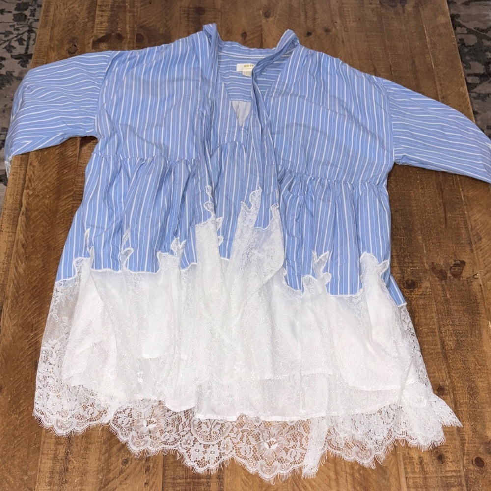 Anthropologie Maeve V-Neck Ombre Lace Mini Shirt Dress NWOT - Picture 14 of 17